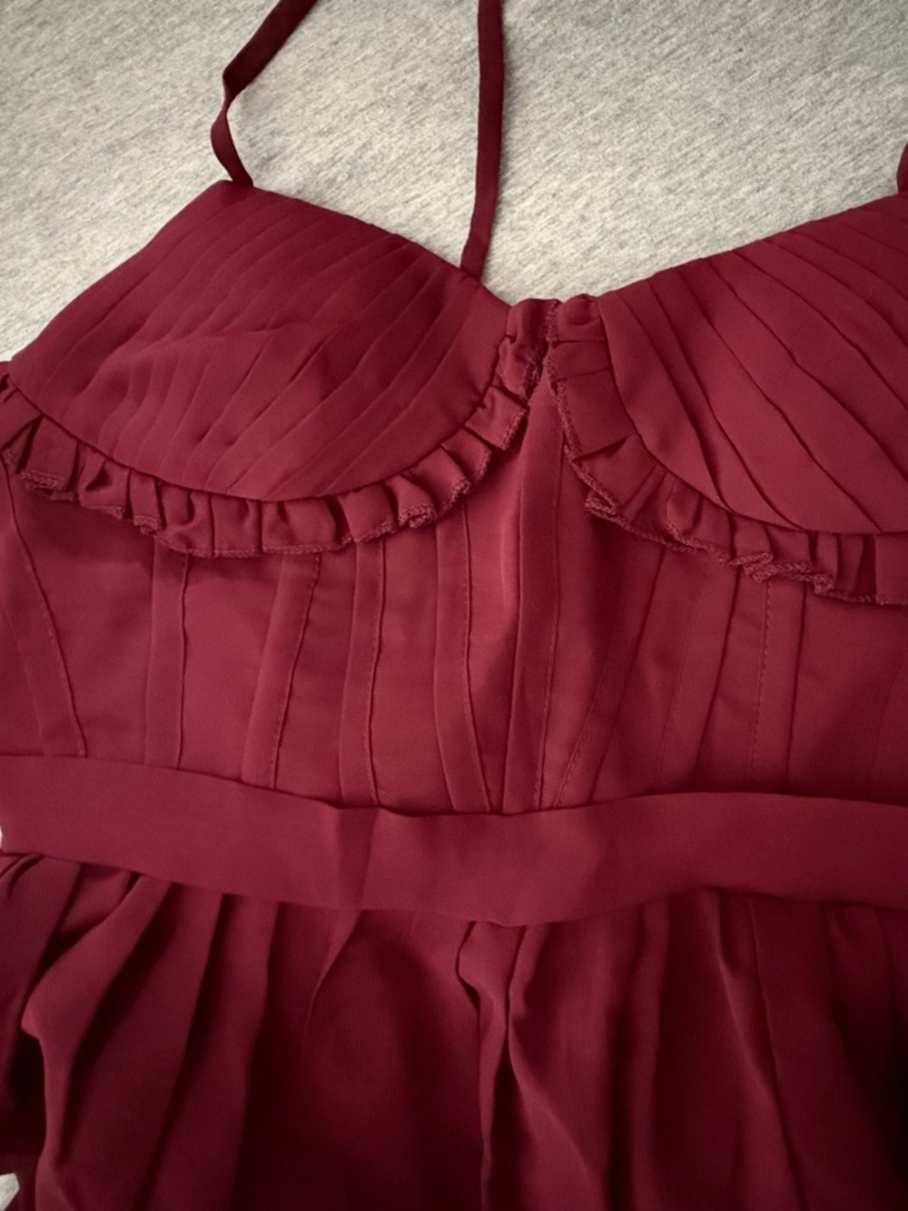 Elegant Burgundy Pleated Maxi Skirt - Women - Picture 7 of 8